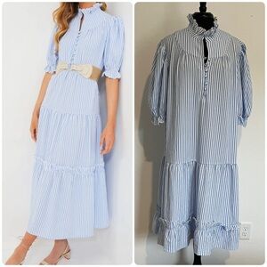 POMADER Place Blue and White Striped Dress